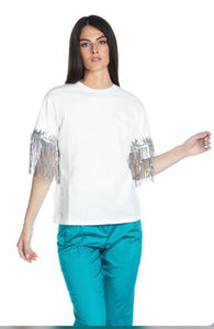 T-shirt frange e paillettes