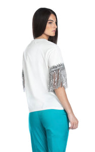 T-shirt frange e paillettes